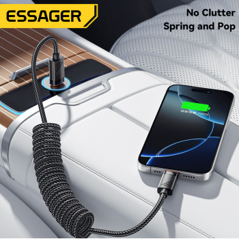 Gambar produk ESSAGER Kabel Data Spring USB Type C to Type C Fast Charging PD 100W - EXCTT1-CY01