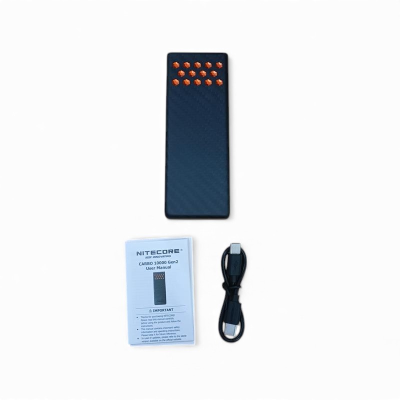 Gambar produk NITECORE Power Bank 10000mAh PD QC Carbon Fiber IPX8 USB Type C 30W - CARBO10000 GEN2