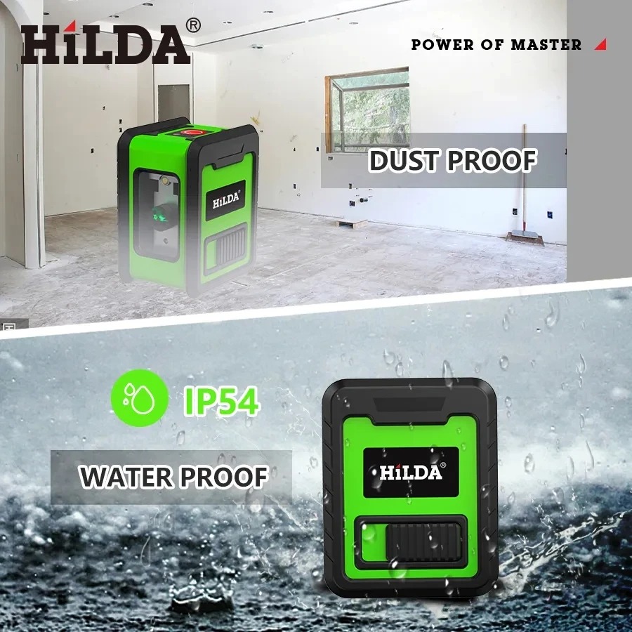 HILDA Laser Level Self Leveling 2 Line 360 Degree Waterproof IP54 - LS219 Gambar produk HILDA Laser Level Self Leveling 2 Line 360 Degree Waterproof IP54 - LS219