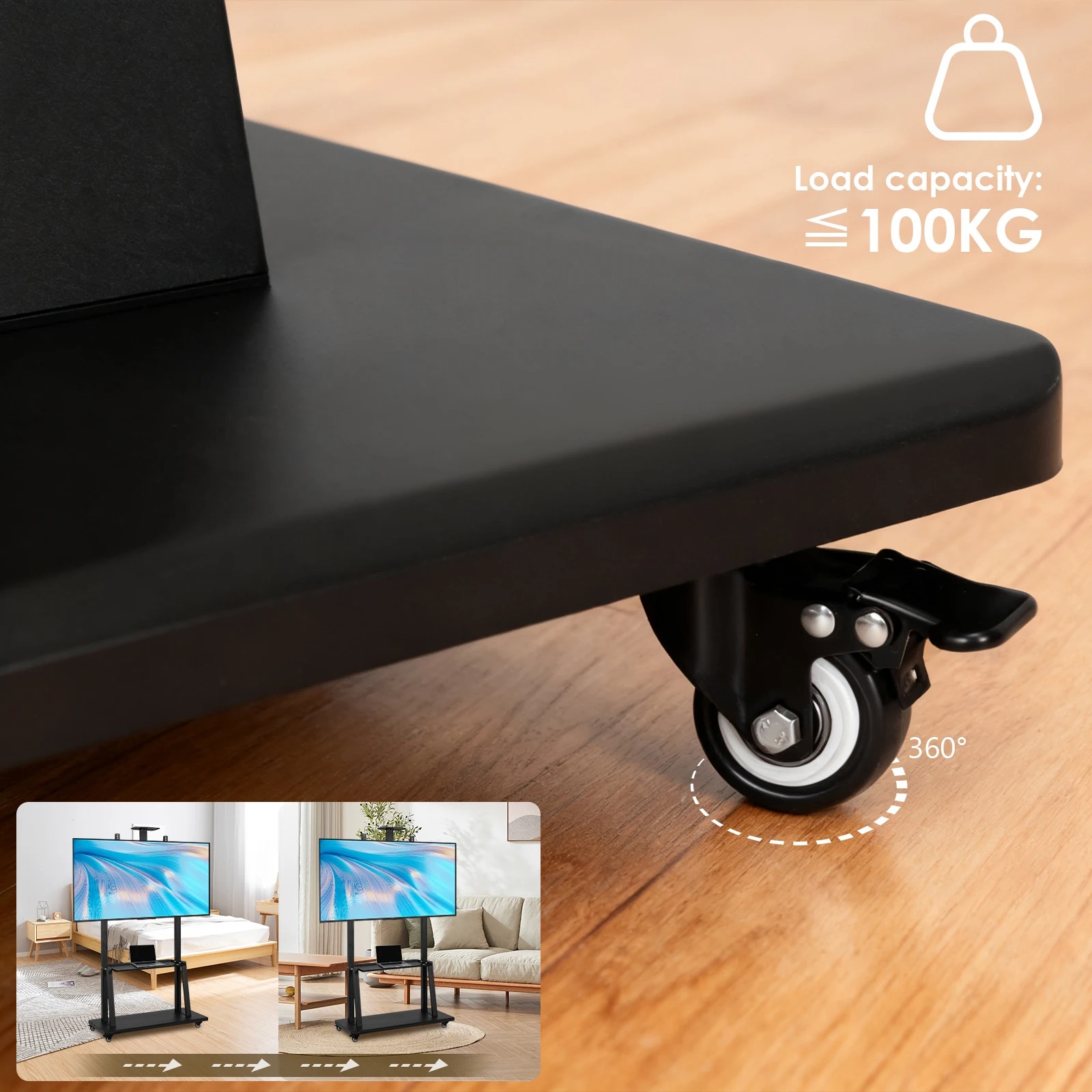 IBOWZ Bracket TV Floor Stand Wheel VESA 900x600 for 42-100 Inch TV - KM-1800 Gambar produk IBOWZ Bracket TV Floor Stand Wheel VESA 900x600 for 42-100 Inch TV - KM-1800