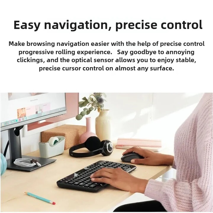 Logitech Mouse Wireless Comfortable Feel 2.4GHz 1000 DPI - M235 Gambar produk Logitech Mouse Wireless Comfortable Feel 2.4GHz 1000 DPI - M235