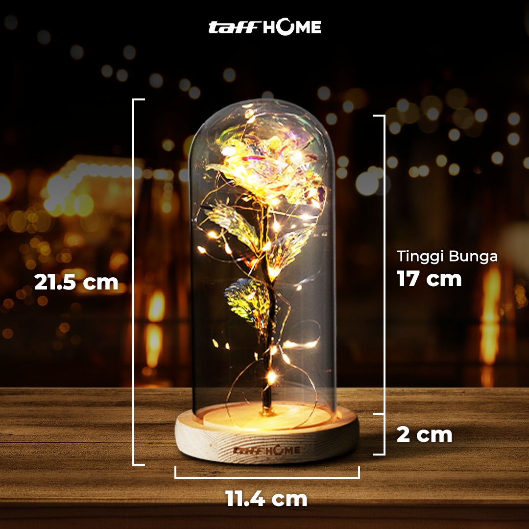 TaffHOME Lampu Meja Hias LED Mawar Beauty and The Beast Warm White - AC01 Gambar produk TaffHOME Lampu Meja Hias LED Mawar Beauty and The Beast Warm White - AC01