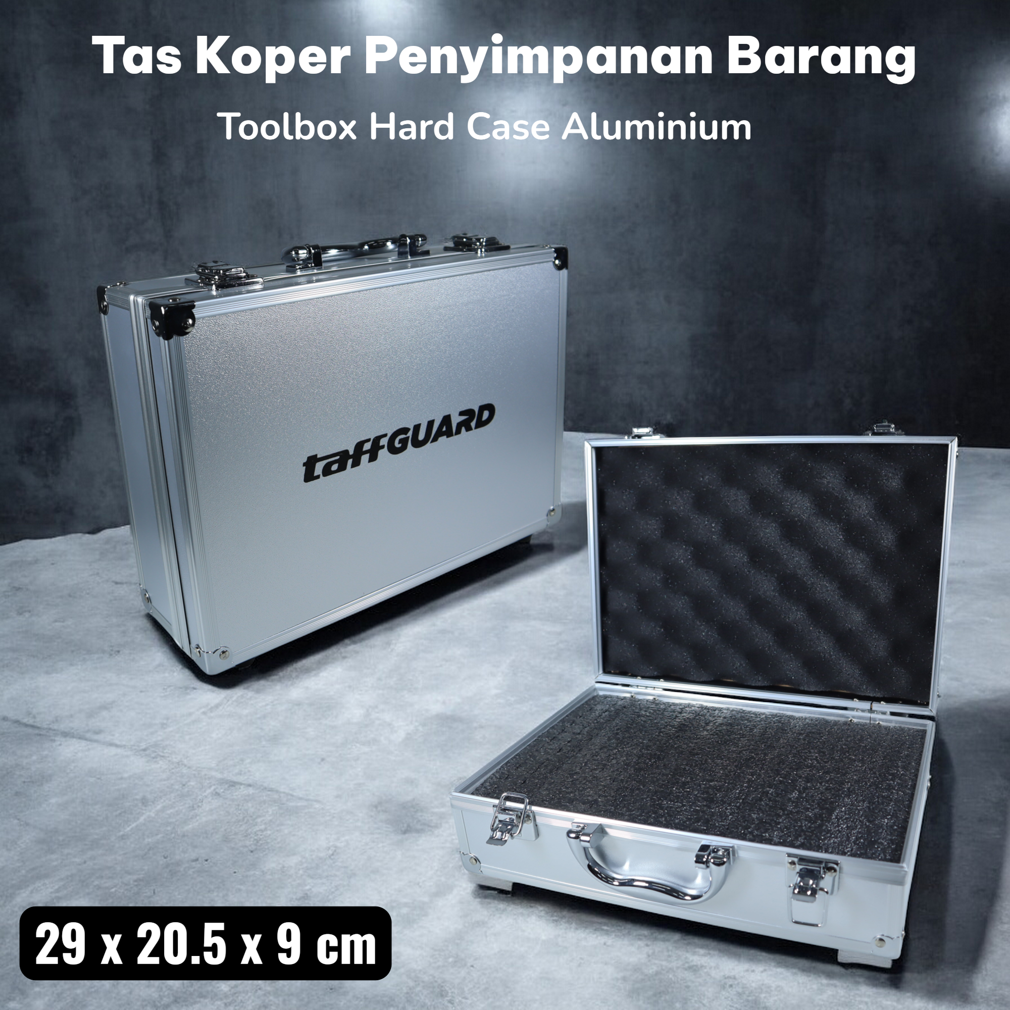 TaffGUARD Tas Koper Penyimpanan Barang Toolbox Hard Case Aluminium - TF-29 Gambar produk TaffGUARD Tas Koper Penyimpanan Barang Toolbox Hard Case Aluminium - TF-29