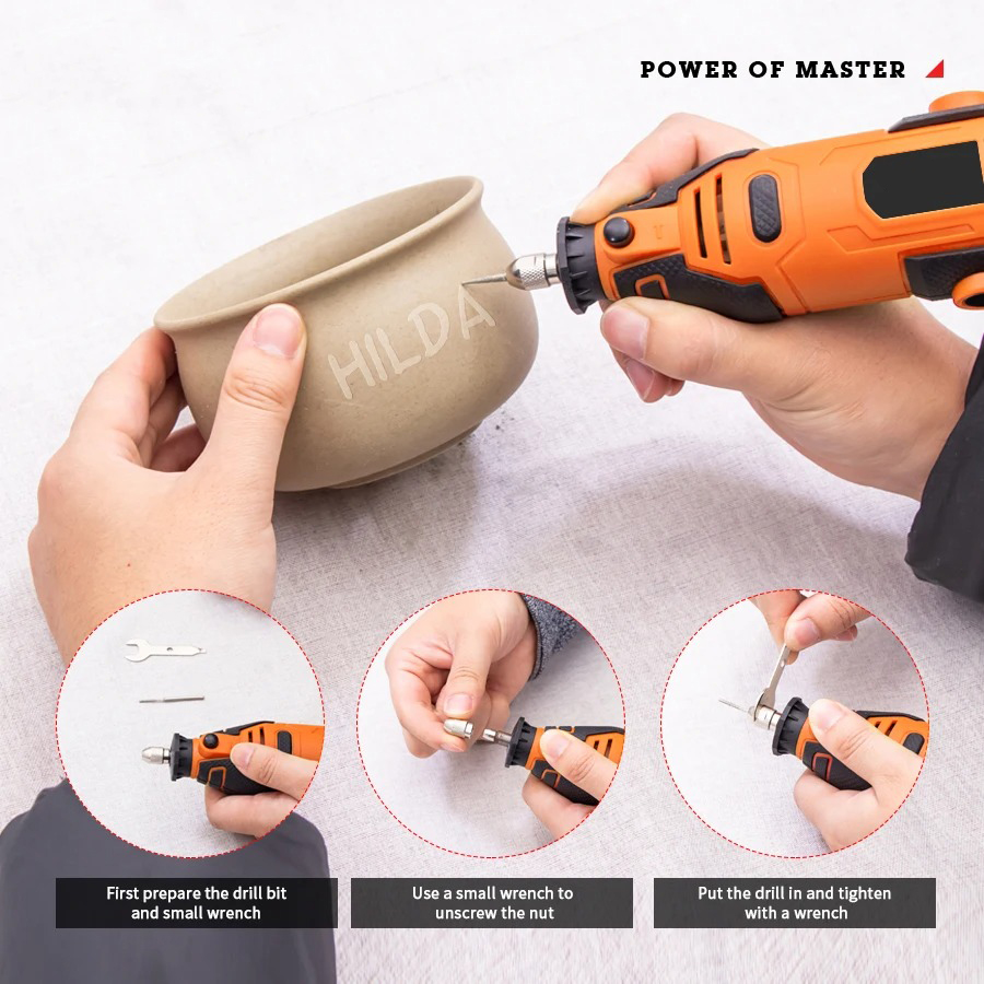 Gambar produk KRIMED Bor Listrik Polishing Engraver Die Grinder 200W 30000RPM - KR300