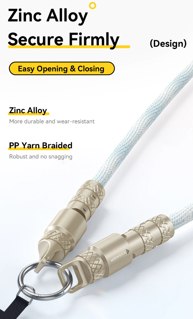 ESSAGER Kabel Data 2in1 USB Type C to Type C Fast Charging PD 60W - JCB01 Gambar produk ESSAGER Kabel Data 2in1 USB Type C to Type C Fast Charging PD 60W - JCB01