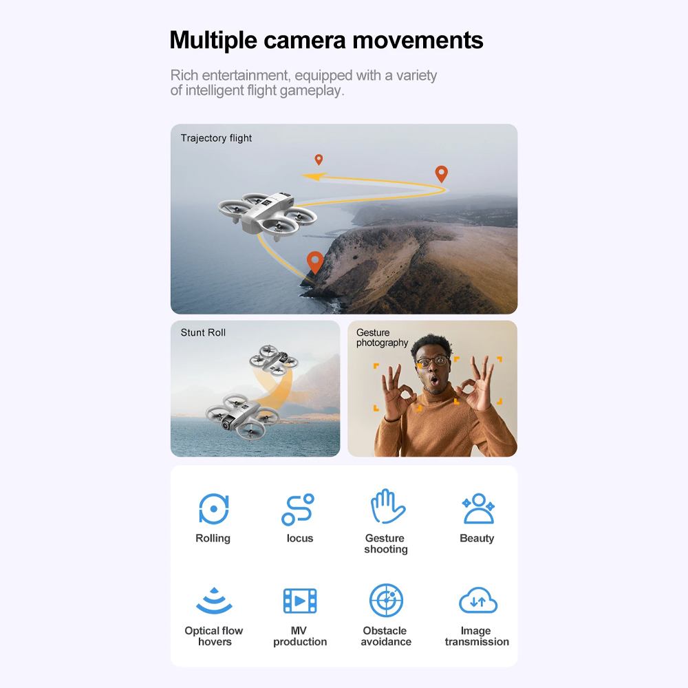 GIJUN Drone Mini 4K Dual Camera Upward Shooting Obstacle Avoidance - GT3 Gambar produk GIJUN Drone Mini 4K Dual Camera Upward Shooting Obstacle Avoidance - GT3