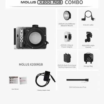 Gambar produk Zhiyun Lampu Studio Fotografi LED RGBW 15 Mode Bowens Mount 200W - X200