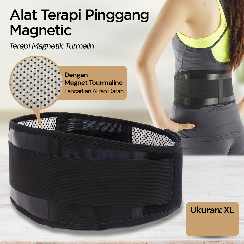 TaffOmicron Alat Terapi Pinggang Magnetic Tourmaline Nylon XL Gambar produk TaffOmicron Alat Terapi Pinggang Magnetic Tourmaline Nylon XL