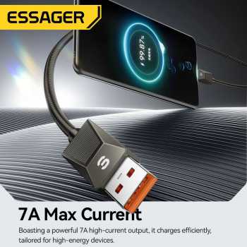 Gambar produk ESSAGER Kabel Data USB Type C PD Fast Charging Braided 7A 100W - ES-X75