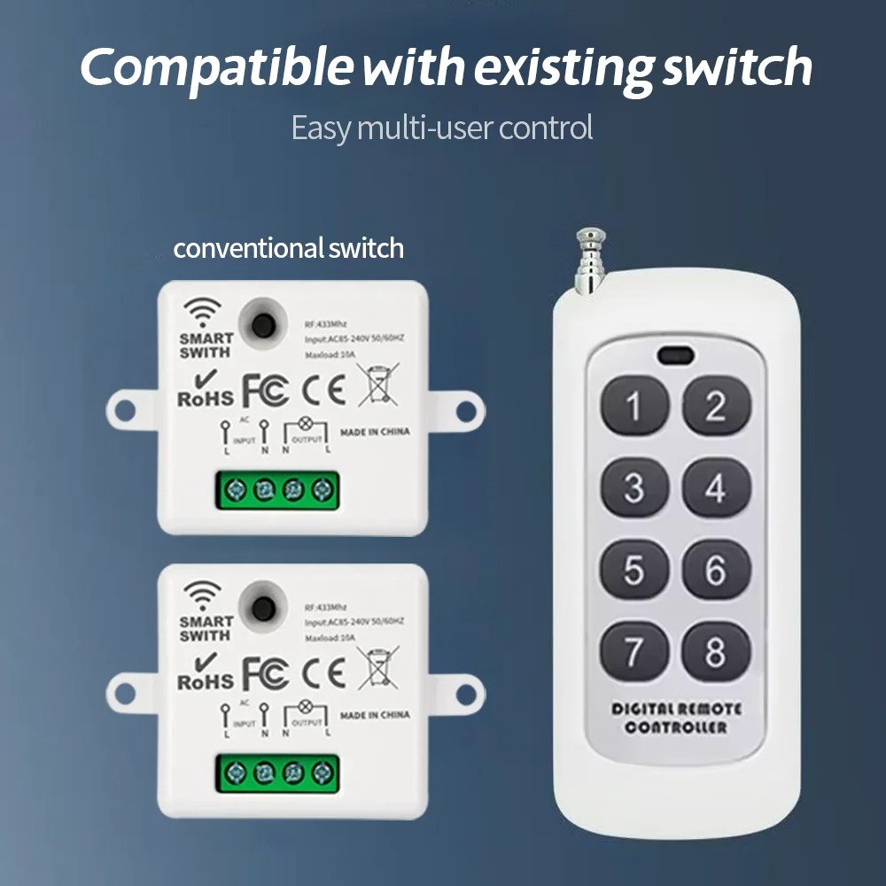 YULO Wireless Relay Switch Remote Control 433 MHz EV1527 220V 10A - YL-22 Gambar produk YULO Wireless Relay Switch Remote Control 433 MHz EV1527 220V 10A - YL-22