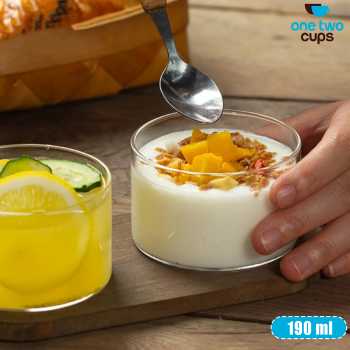 One Two Cups Gelas Kaca Aesthetic Dirty Latte Pudding Es Krim Glass - T-350