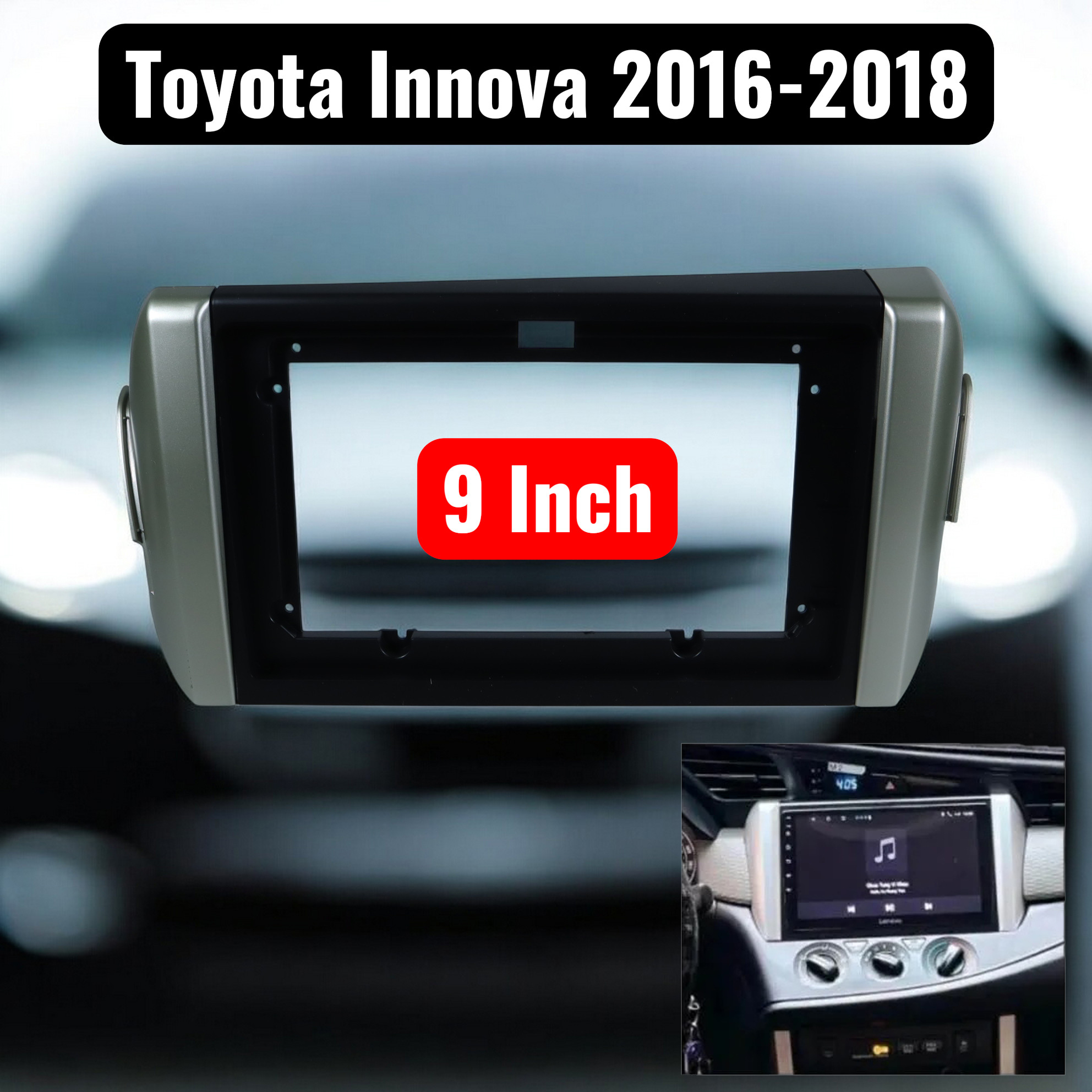 KUFINE Frame Head Unit ABS 9 Inch Car Player Toyota Innova 2016-2018 - KF-22 Gambar produk KUFINE Frame Head Unit ABS 9 Inch Car Player Toyota Innova 2016-2018 - KF-22