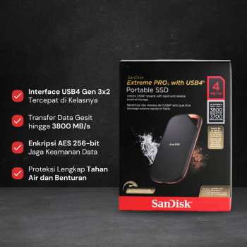 Gambar produk SanDisk Extreme PRO Portable SSD 3800MB/s USB Type C 4.0 4TB - SDSSDE82