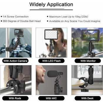 Gambar produk Fahliso Clamp Holder Action Camera Motorcycle Handlebar 1/4 Inch - FH-14