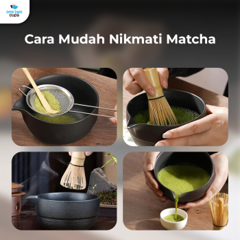 Gambar produk One Two Cups Matcha Set Kit Chawan Chasen Stand Chashaku 4 PCS - N41