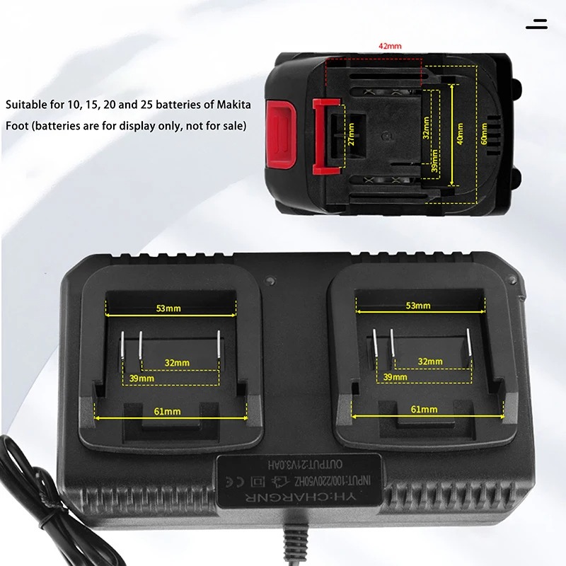 OUTDO Charger Baterai Bor Listrik 2 Slot EU Plug 3A for Makita 21V - 90030-CH Gambar produk OUTDO Charger Baterai Bor Listrik 2 Slot EU Plug 3A for Makita 21V - 90030-CH