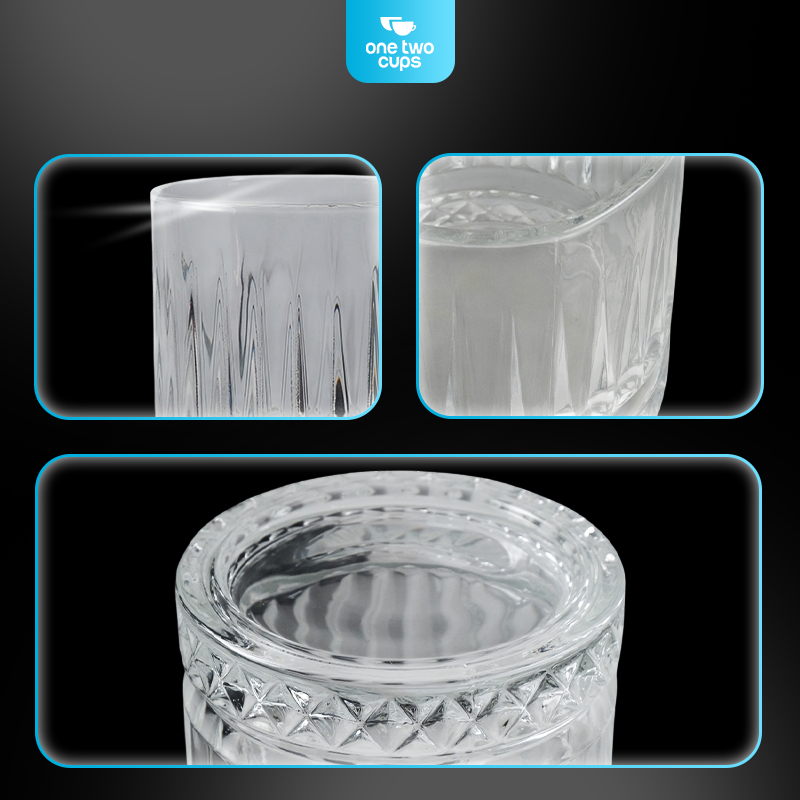 One Two Cups Gelas Whisky Cocktail Crystal Diamond Bottom Rock Glass 210ml - YH149 Gambar produk One Two Cups Gelas Whisky Cocktail Crystal Diamond Bottom Rock Glass 210ml - YH149