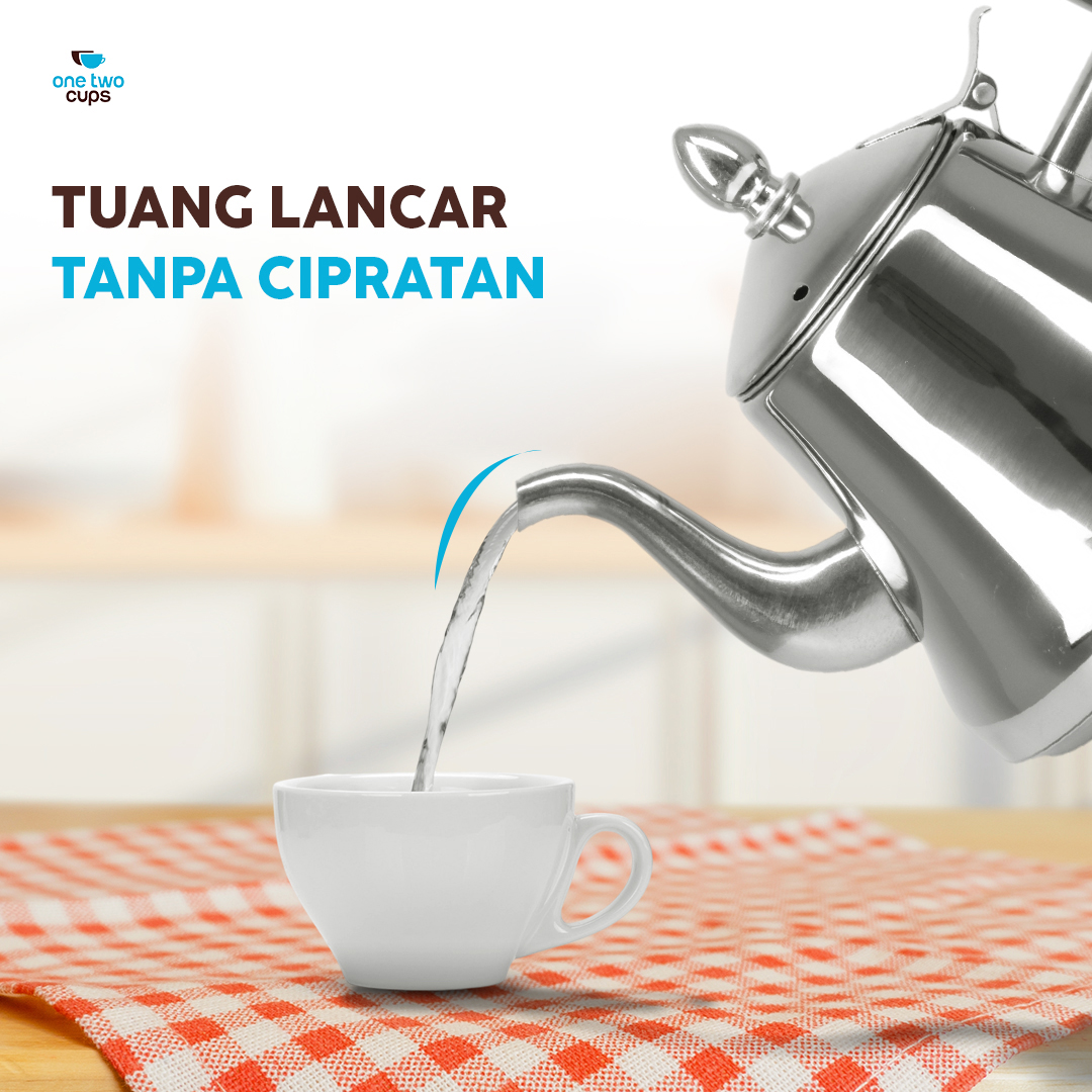 One Two Cups Teko Air Panas Teh Teapot Stainless Steel 1L with Filter - HS4012 Gambar produk One Two Cups Teko Air Panas Teh Teapot Stainless Steel 1L with Filter - HS4012