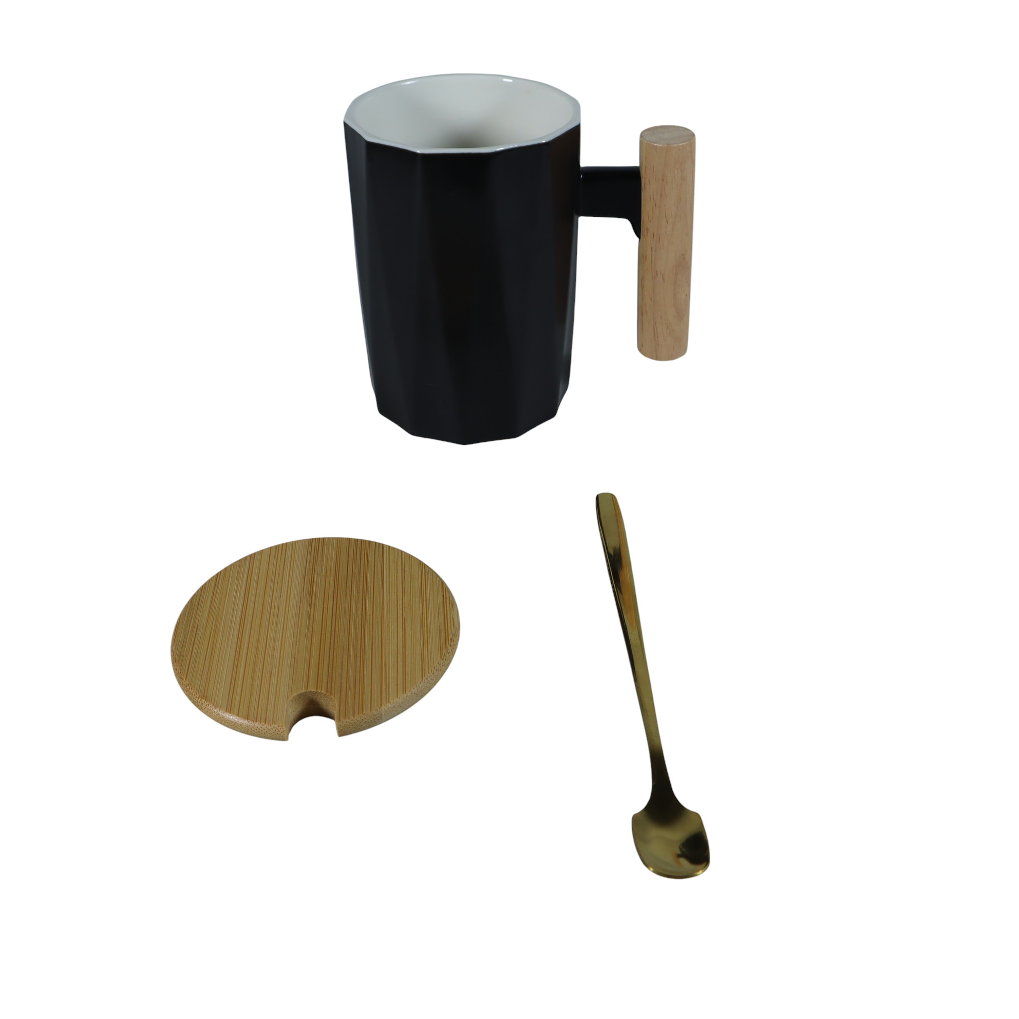 Yomu Cangkir Minum Keramik Wooden Handle Mug with Lid Spoon 7.5x11cm - YM15 Gambar produk Yomu Cangkir Minum Keramik Wooden Handle Mug with Lid Spoon 7.5x11cm - YM15