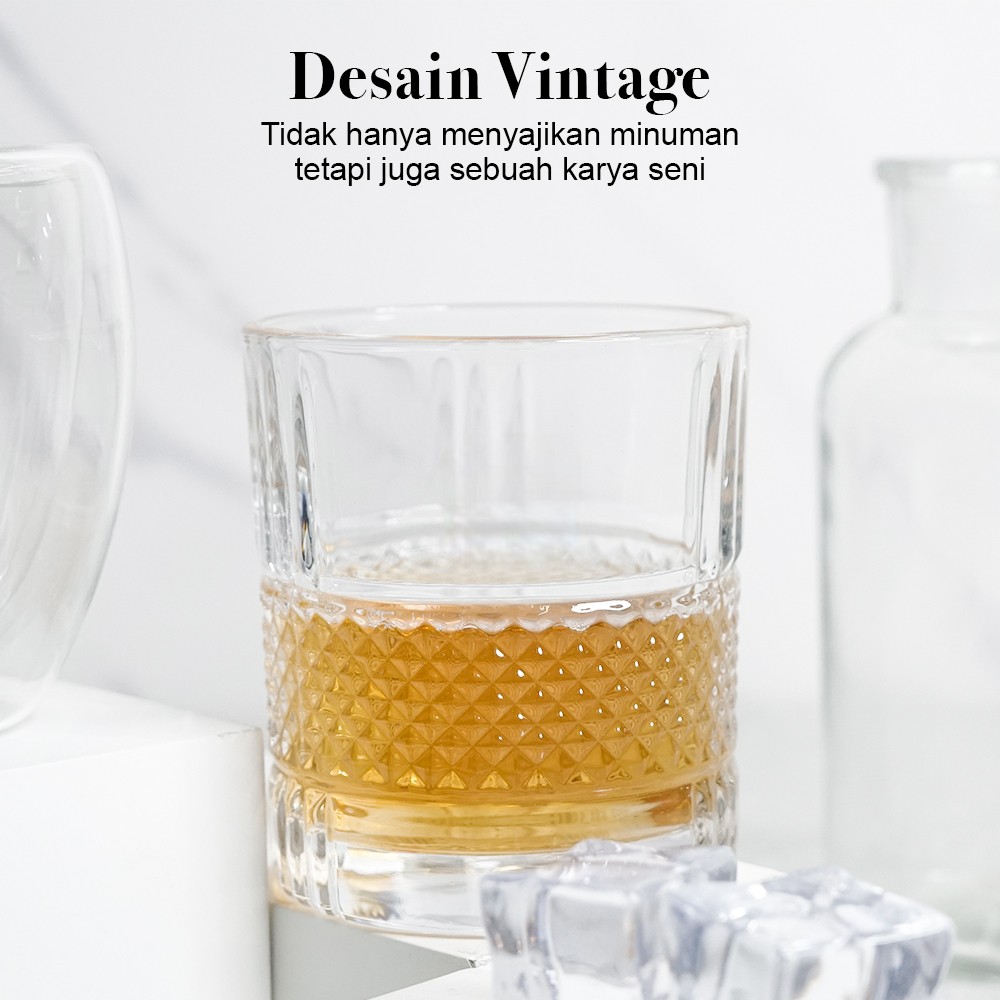 One Two Cups Gelas Whisky Cocktail Old Fashion Rock Glass 300ml - VL3 Gambar produk One Two Cups Gelas Whisky Cocktail Old Fashion Rock Glass 300ml - VL3
