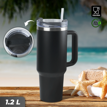 TLXT Botol Minum Tumbler Air Panas Dingin Straw Flask BPA Free 1.2L - YS-9388