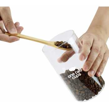 Gambar produk One Two Cups Toples Kaca Penyimpanan Makanan Storage with Bamboo Lid 350ml - FM-LD1