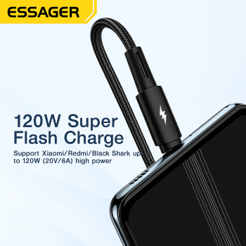 Gambar produk ESSAGER Kabel Data USB Type A to Type C Fast Charging 120W 6A 1M - EXC120-CG01-P