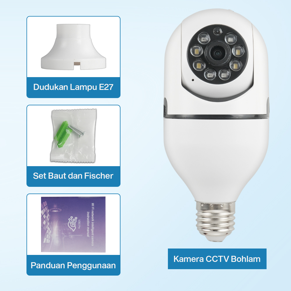 Kamera CCTV Indoor Bohlam WiFi IP Camera IR Detection E27 1080P 2MP - YS-2303 Gambar produk Kamera CCTV Indoor Bohlam WiFi IP Camera IR Detection E27 1080P 2MP - YS-2303