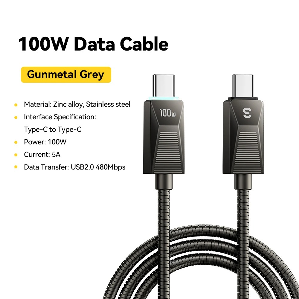 ESSAGER Kabel Data Type C to Type C PD Fast Charging Braided 5A 1M 100W - ES-X75 Gambar produk ESSAGER Kabel Data Type C to Type C PD Fast Charging Braided 5A 1M 100W - ES-X75
