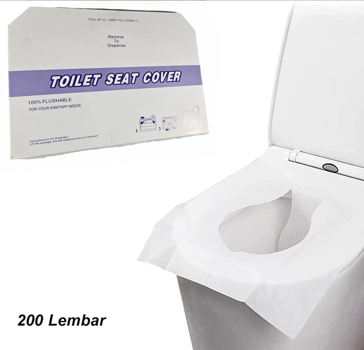 Goodern Cover Dudukan Toilet Disposable Flushable Paper Seat Cover 200 Lembar - INU155 Gambar produk Goodern Cover Dudukan Toilet Disposable Flushable Paper Seat Cover 200 Lembar - INU155