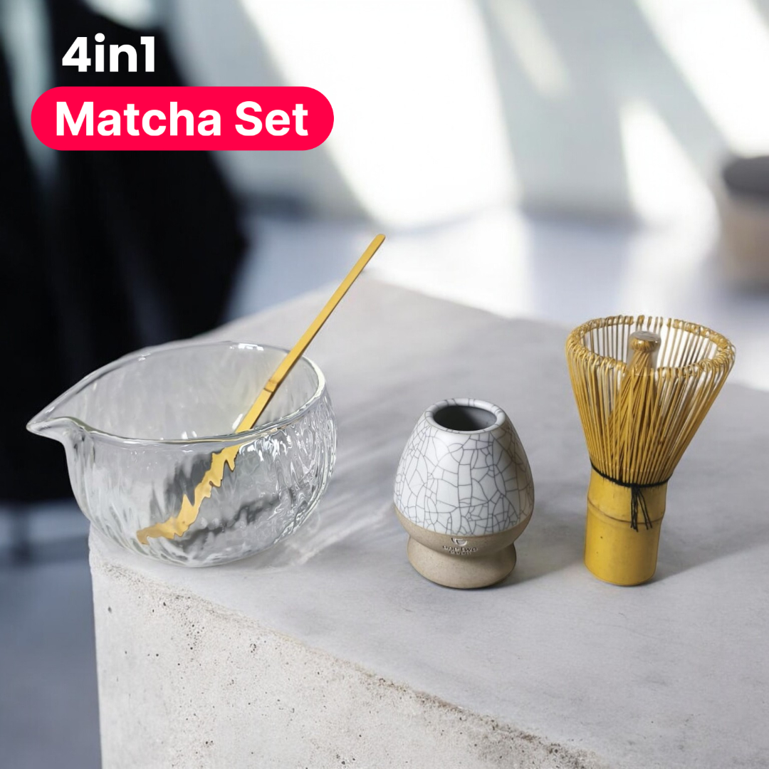 One Two Cups Matcha Set Chawan Chasen Stand Chashaku 470ml 4 PCS - WT174 Gambar produk One Two Cups Matcha Set Chawan Chasen Stand Chashaku 470ml 4 PCS - WT174