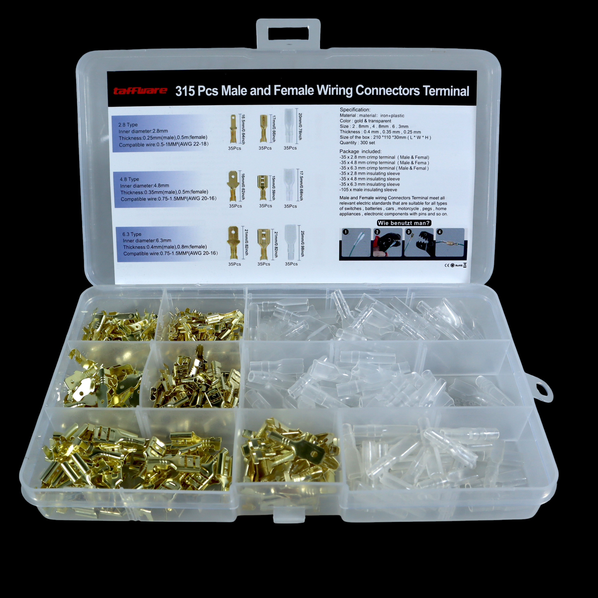 Taffware Skun Terminal Gepeng Insulated Connector Male Female 315 PCS - MA3 Gambar produk Taffware Skun Terminal Gepeng Insulated Connector Male Female 315 PCS - MA3