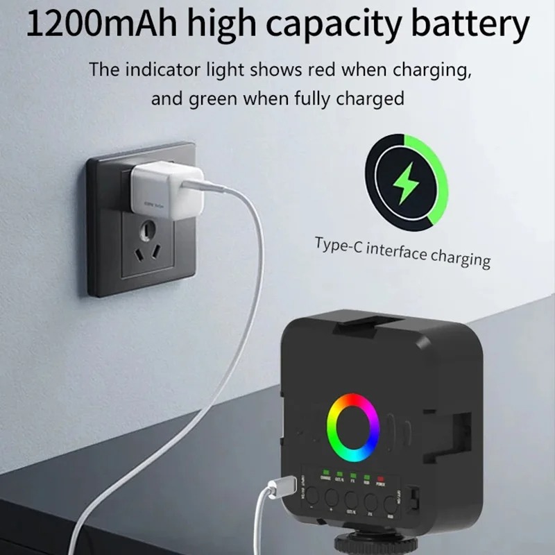 FASDGA Lampu Fill Light LED RGBW 9 Mode 3200-6500K 1200mAh 6W - W70 Gambar produk FASDGA Lampu Fill Light LED RGBW 9 Mode 3200-6500K 1200mAh 6W - W70