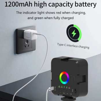 Gambar produk FASDGA Lampu Fill Light LED RGBW 9 Mode 3200-6500K 1200mAh 6W - W70