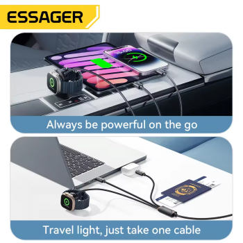 Gambar produk ESSAGER Kabel Charger 3in1 Magnetic Fast Charging 1.2M 480Mbps 100W - EXCSB-CY01-P