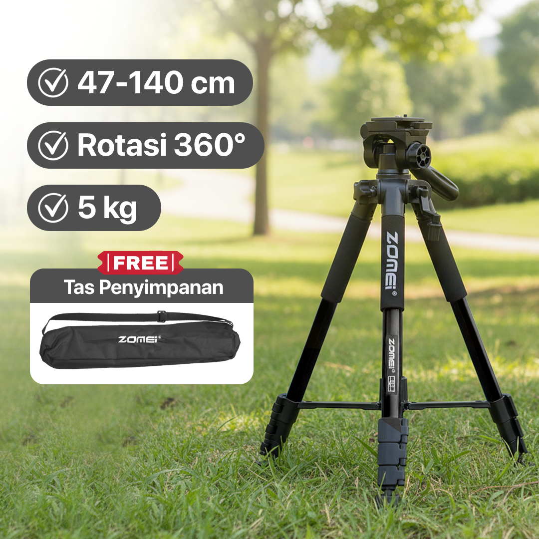 ZOMEI Tripod Kamera Pan Head 360 Panoramic 1.4M - Q111 Gambar produk ZOMEI Tripod Kamera Pan Head 360 Panoramic 1.4M - Q111