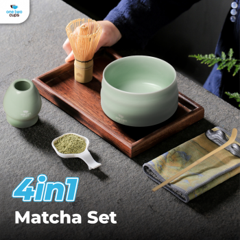 One Two Cups Matcha Set Kit Chawan Chasen Stand Chashaku 4 PCS - NA-1451