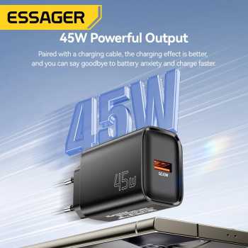 Gambar produk ESSAGER Kepala Charger USB Fast Charging GaN PD QC3.0 45W - ES-CD60