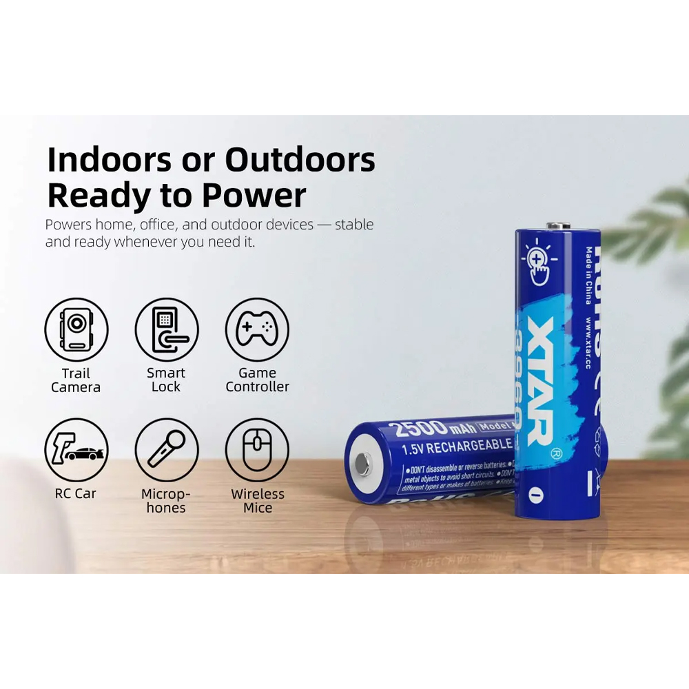 XTAR Baterai Rechargeable AA Li-ion 2500mAh 1.5V 1 PCS - 3960 Gambar produk XTAR Baterai Rechargeable AA Li-ion 2500mAh 1.5V 1 PCS - 3960