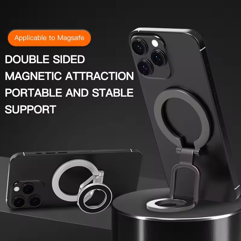 WISSHE Holder Smartphone MagSafe Folding Ring Stand Double Magnetic - Q-46 Gambar produk WISSHE Holder Smartphone MagSafe Folding Ring Stand Double Magnetic - Q-46
