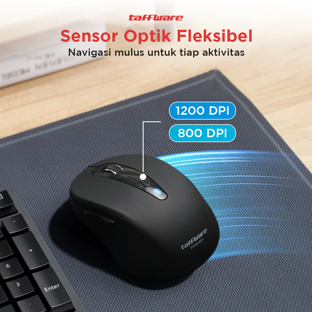 Taffware Mouse Bluetooth Wireless Optical Ergonomic Design 1600DPI - PWM-601 Gambar produk Taffware Mouse Bluetooth Wireless Optical Ergonomic Design 1600DPI - PWM-601