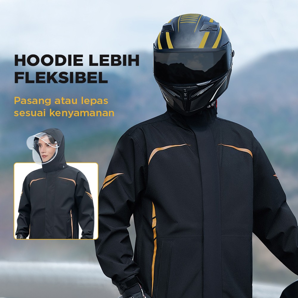 Gambar produk Rhodey Jas Hujan Setelan Motor Visor Waterproof Raincoat Polyester L - PY-8119