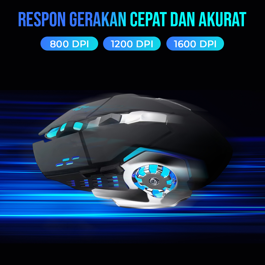T-WOLF Mouse Gaming Wireless Bluetooth Optical 2.4GHz Silent 1600DPI - Q13 Gambar produk T-WOLF Mouse Gaming Wireless Bluetooth Optical 2.4GHz Silent 1600DPI - Q13