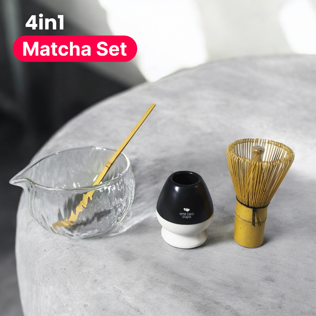 One Two Cups Matcha Set Chawan Chasen Stand Chashaku 470ml 4 PCS - WT174 Gambar produk One Two Cups Matcha Set Chawan Chasen Stand Chashaku 470ml 4 PCS - WT174