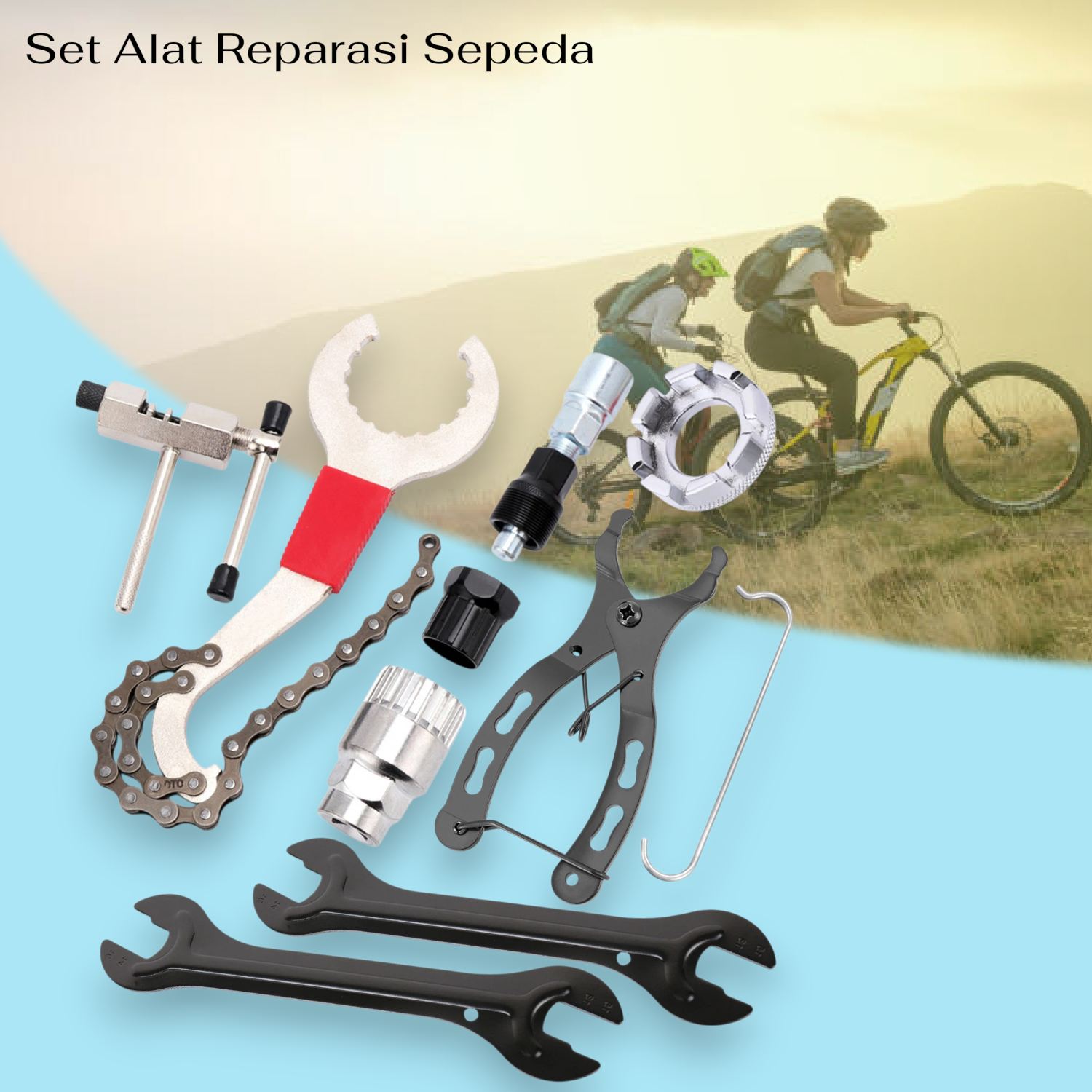 VXM Set Alat Reparasi Sepeda 9in1 Kunci Crank BB Hollowtech Sprocket - V9 Gambar produk VXM Set Alat Reparasi Sepeda 9in1 Kunci Crank BB Hollowtech Sprocket - V9
