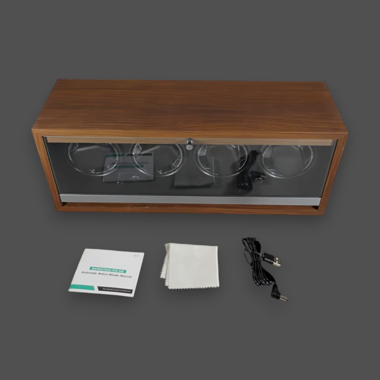 Simple Wishes Kotak Jam Tangan Putar Otomatis Watch Winder LED 4 Slot - SKW164-B Gambar produk Simple Wishes Kotak Jam Tangan Putar Otomatis Watch Winder LED 4 Slot - SKW164-B