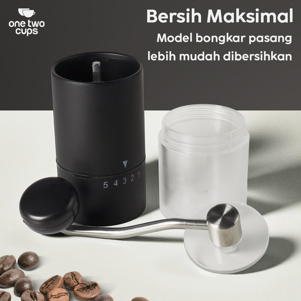 One Two Cups Alat Penggiling Kopi Manual Coffee Grinder Adjustable - G5 Gambar produk One Two Cups Alat Penggiling Kopi Manual Coffee Grinder Adjustable - G5