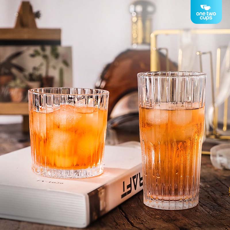 One Two Cups Gelas Kaca Aesthetic Kopi Teh Simple Striped Glass 314ml - J15 Gambar produk One Two Cups Gelas Kaca Aesthetic Kopi Teh Simple Striped Glass 314ml - J15