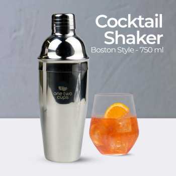 One Two Cups Cocktail Shaker Bartender Boston Style Stainless Steel - JJ6