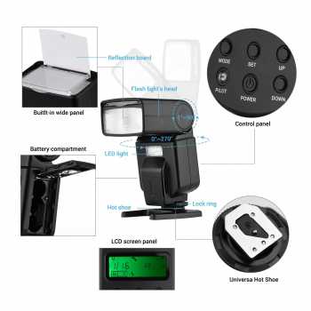 Gambar produk Andoer Flash Camera Speedlite LED Light GN40 5600K DSLR Canon Nikon - L201